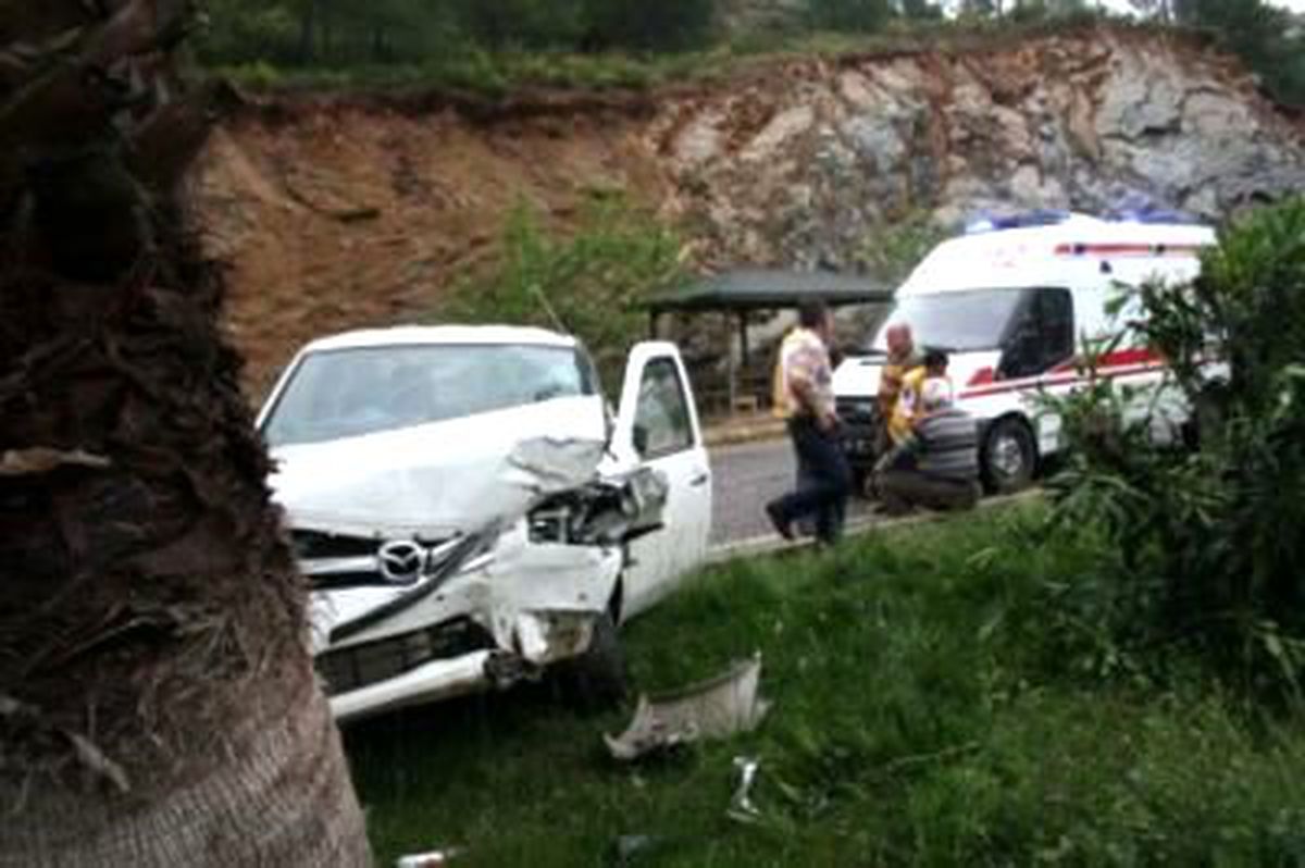 Yeni Aldığı Kamyonetiyle Palmiye Ağacına Çarptı: 2 Yaralı