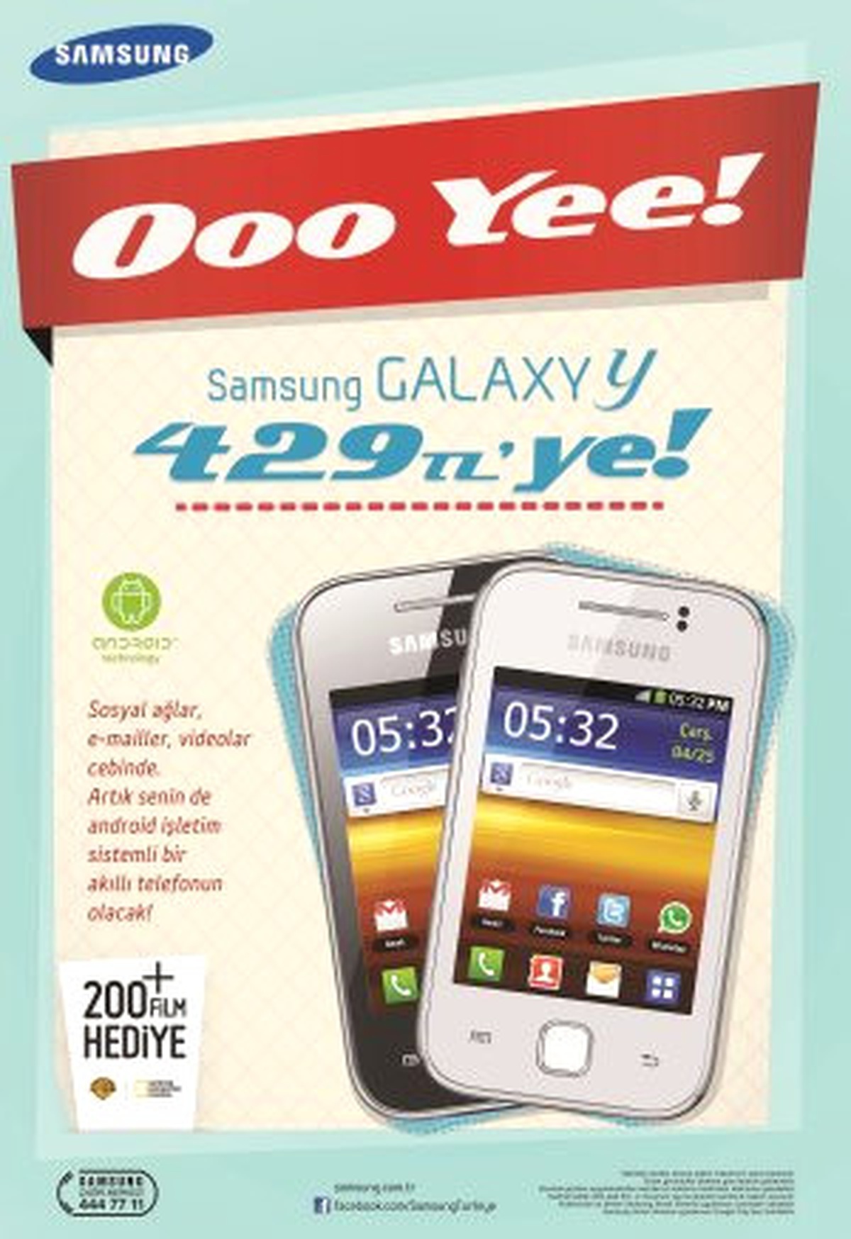 Samsung GALAXY Y, 429 TL Fiyatıyla