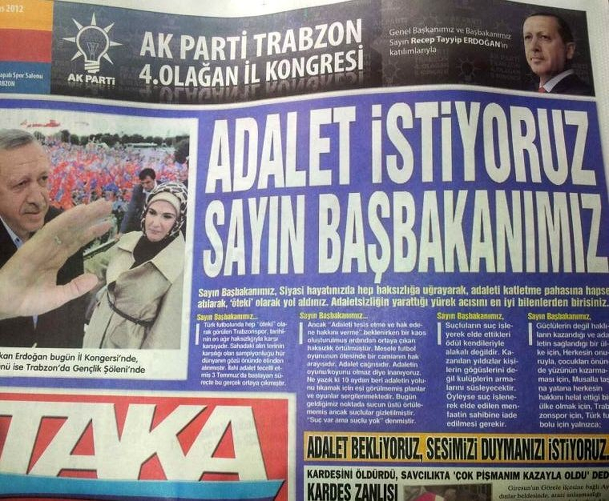 Trabzon\'da Yerel Gazeteler "Adalet İstiyoruz, Sayın Başbakanımız" Manşeti ile Çıktı