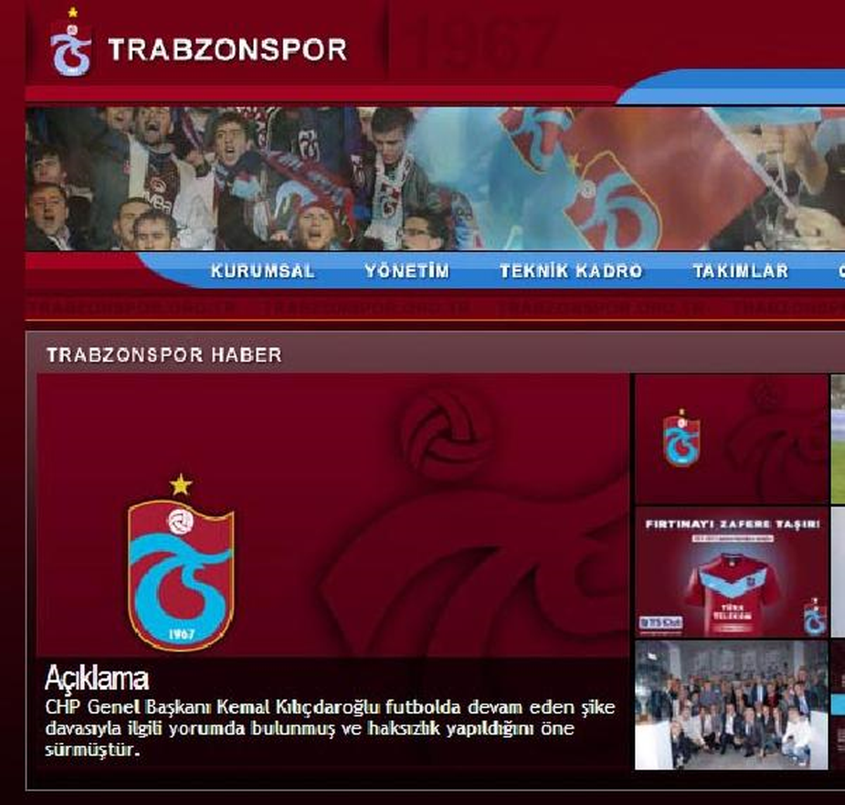 Trabzonspor\'dan Kılıçdaroğlu\'na Tepki