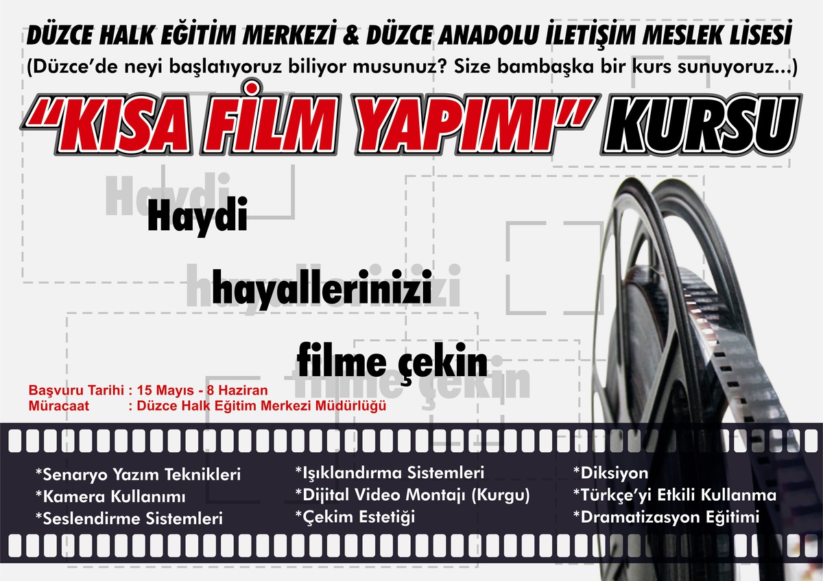 Düzce'de Kısa Film Yapımı Kursu Açılacak