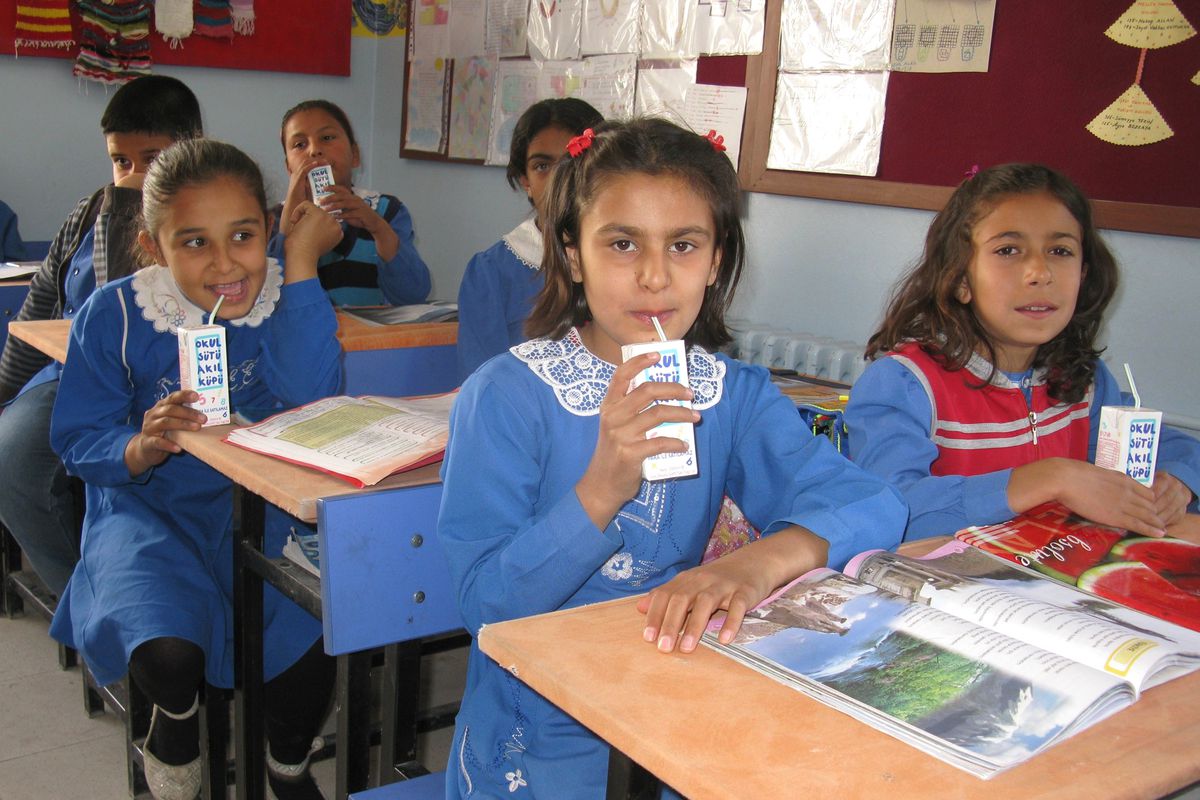 Arabanlı Öğrenciler Dağıtılan Süt'ten Memnun