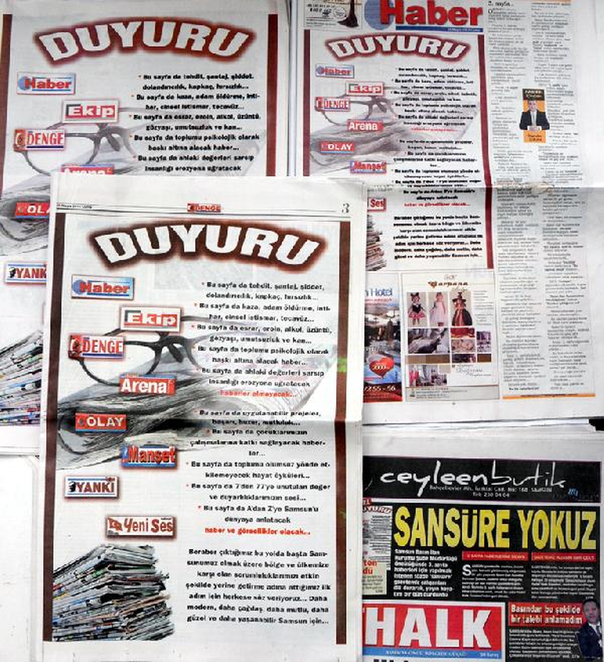 Samsun'da Yerel Gazetelerin 3'ncü Sayfa Kararı