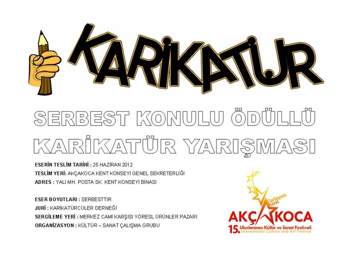 Akçakoca Kent Konseyi Tarafından Karikatür Yarışması Düzenlenecek