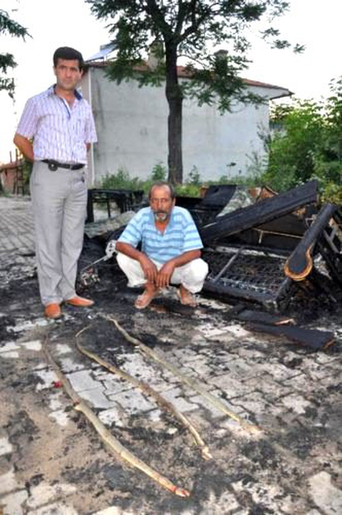 Yılanları Öldürmek İçin Eşyalarını Ateşe Verdi