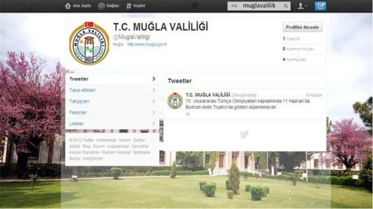 Muğla Valiliği Twitter\'dan Takip Edilebilecek
