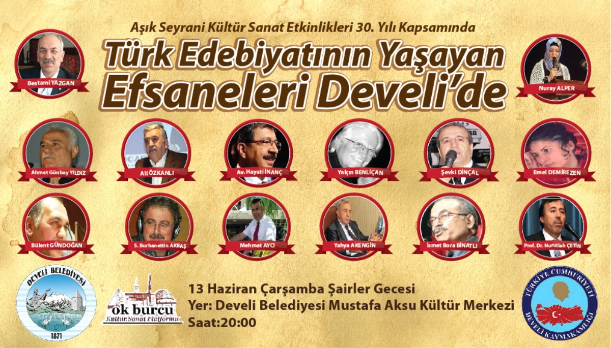 Türk Edebiyatı\'nın Yaşayan Efsaneleri Develi\'de Buluşacak