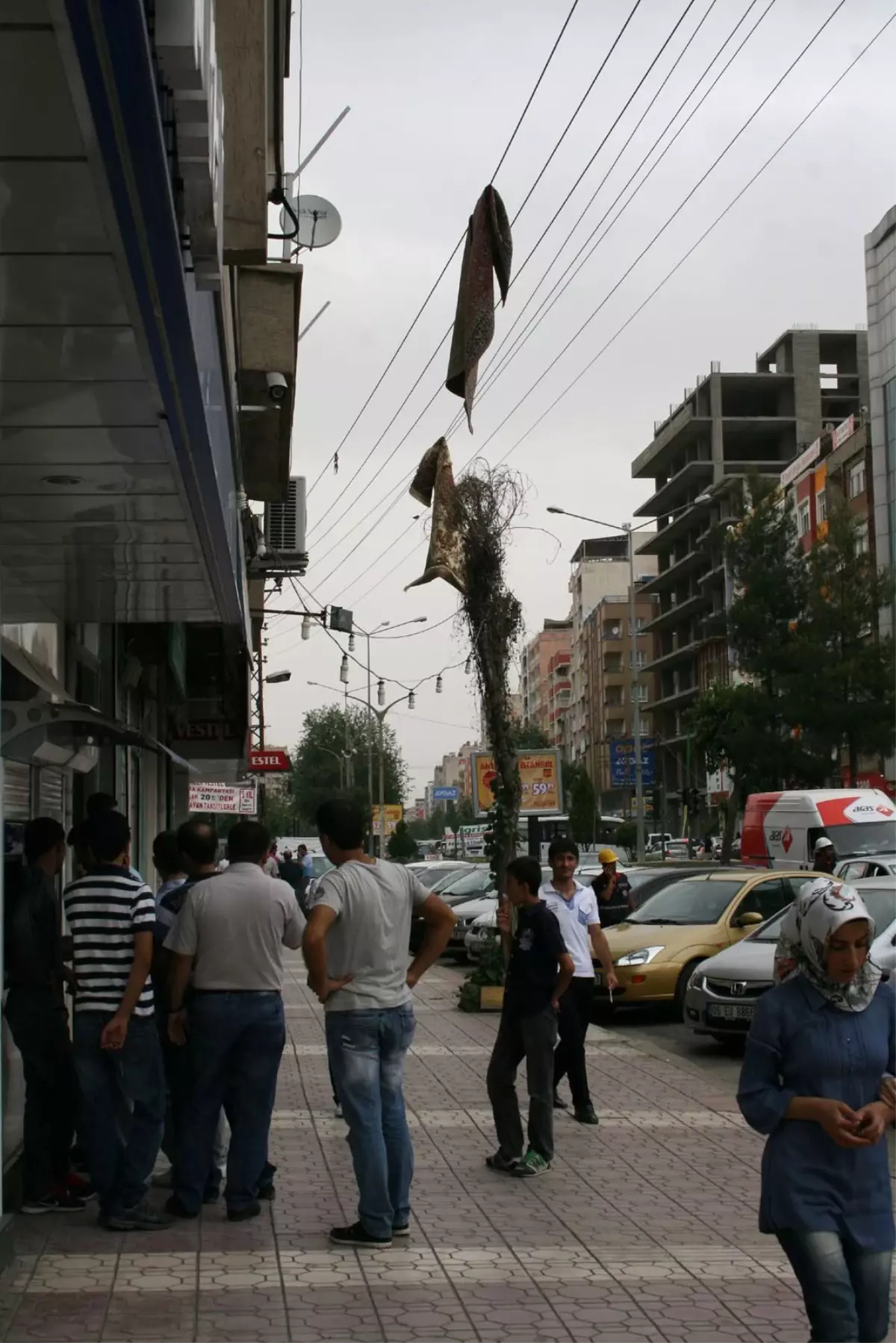 Dedaş Ekiplerinden Elektrik Tellerine Düşen Halıları Kurtarma Operasyonu