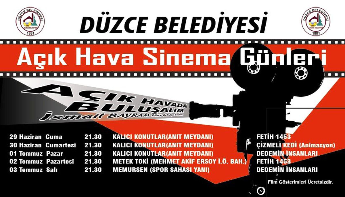 Düzce\'de Açık Hava Sinema Günleri Başlıyor