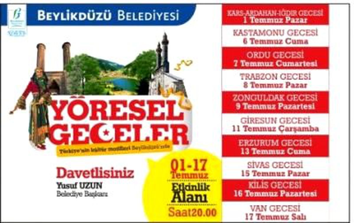 Beylikdüzü\'nde Yöresel Geceler Başlıyor