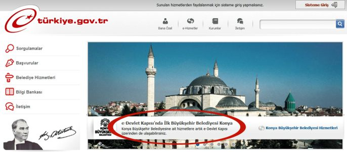 e-Devlet Kapısı\'nda İlk Büyükşehir Konya
