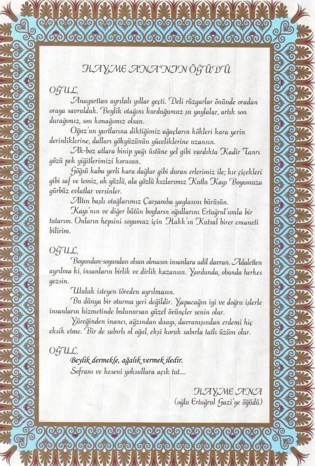 "Devlet Ana"Nın Verdiği Öğüt, Asırlardır Yol Gösteriyor