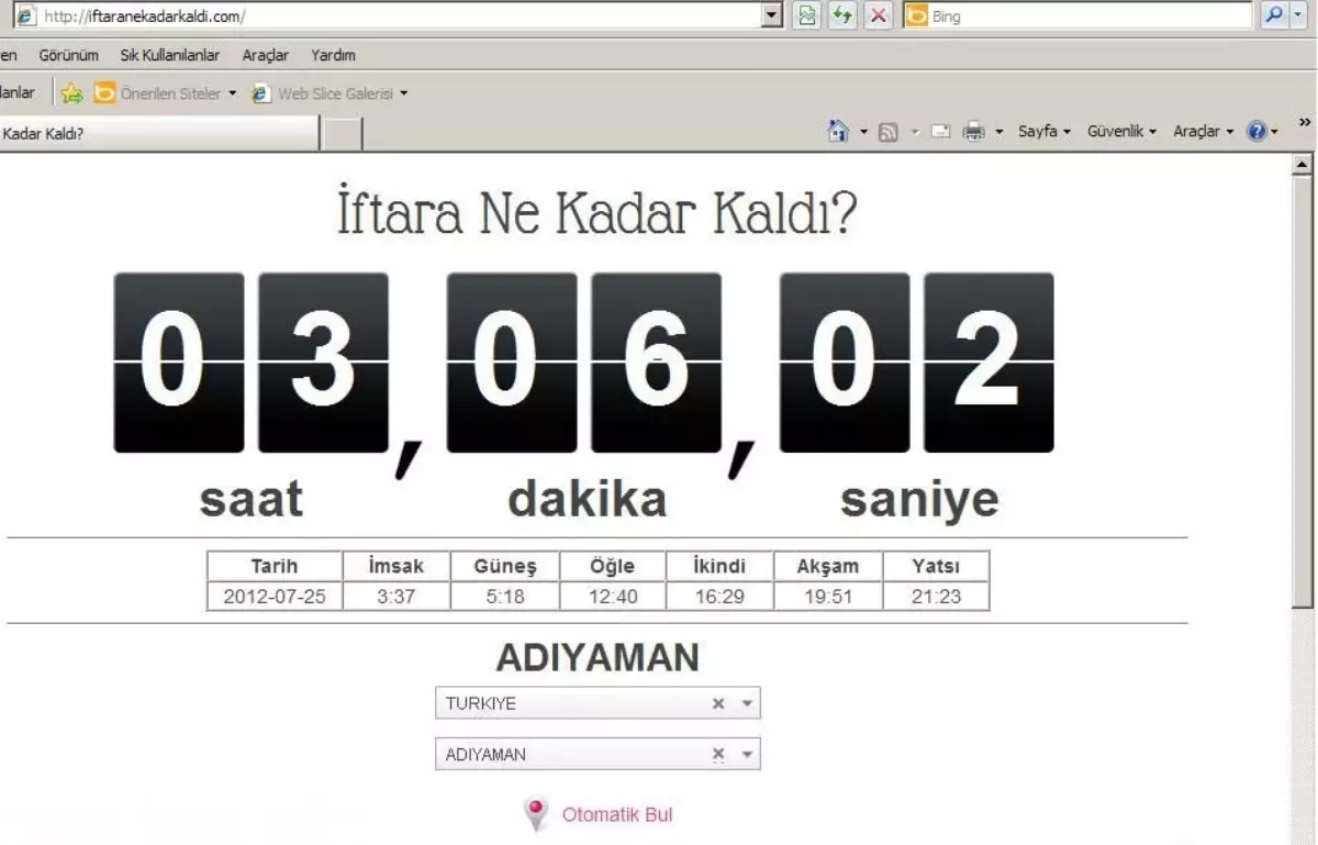 İftara Ne Kadar Kaldığını Gösteren Program
