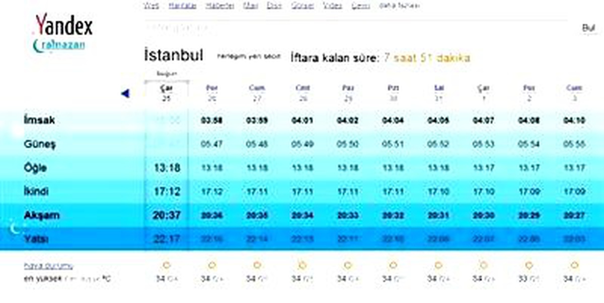 Yandex\'ten ramazan hizmeti