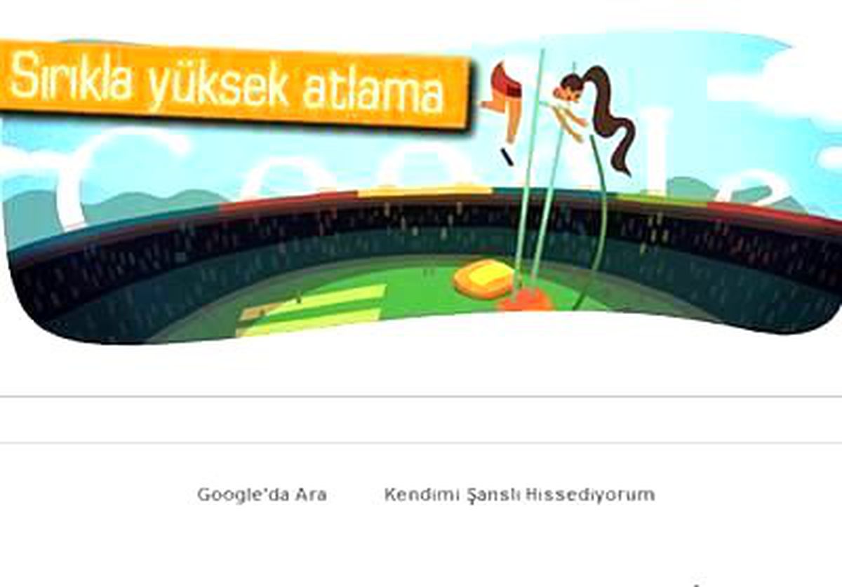 Google\'dan Londra Olimpiyatları Sırıkla Yüksek Atlama Doodle\'ı