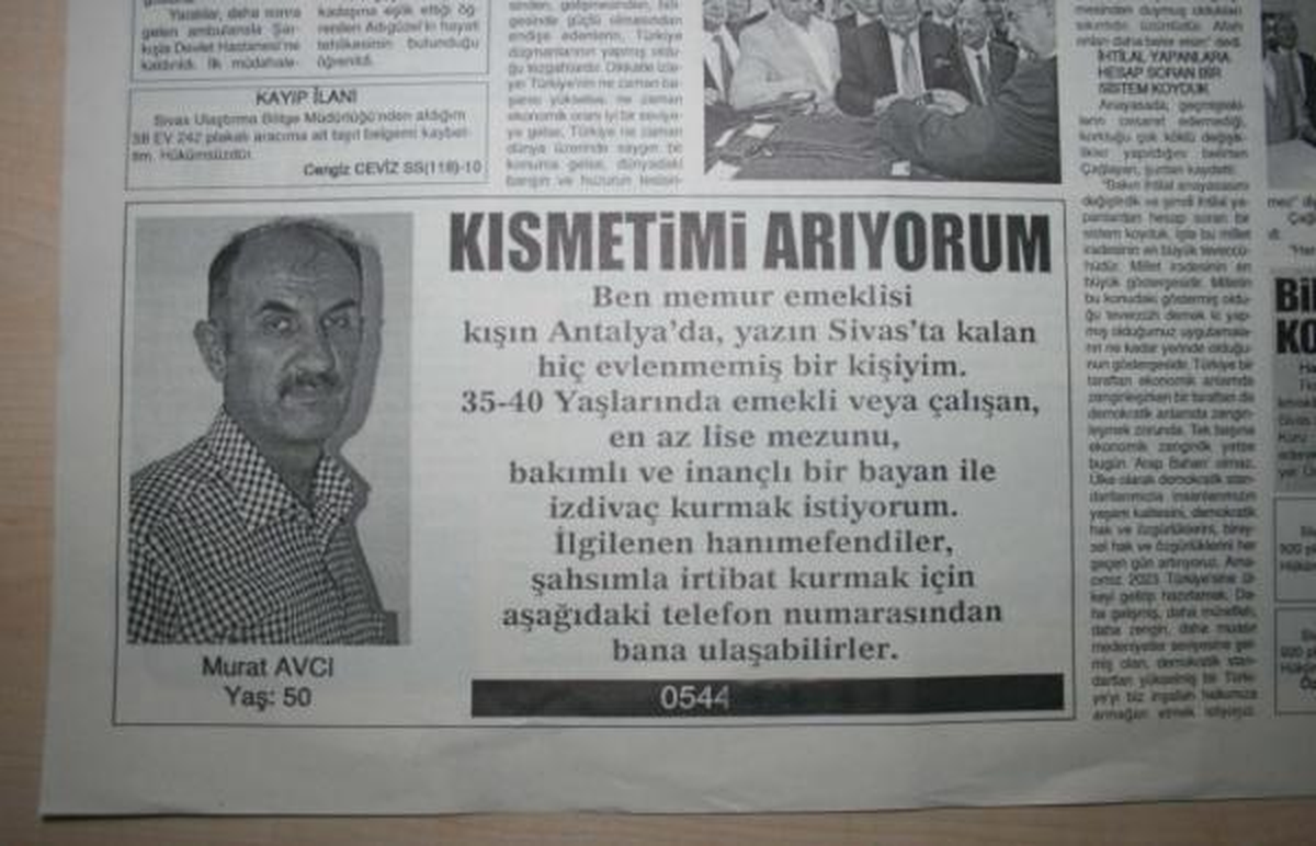 Gazete İlanıyla Eş Arıyor