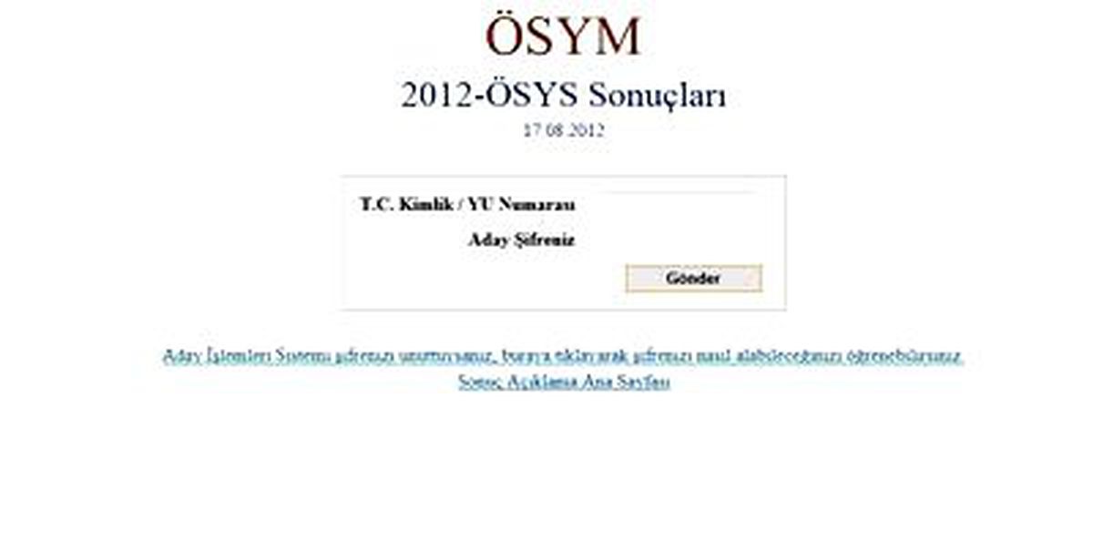 2012 ÖSYS Sonuçları Açıklandı