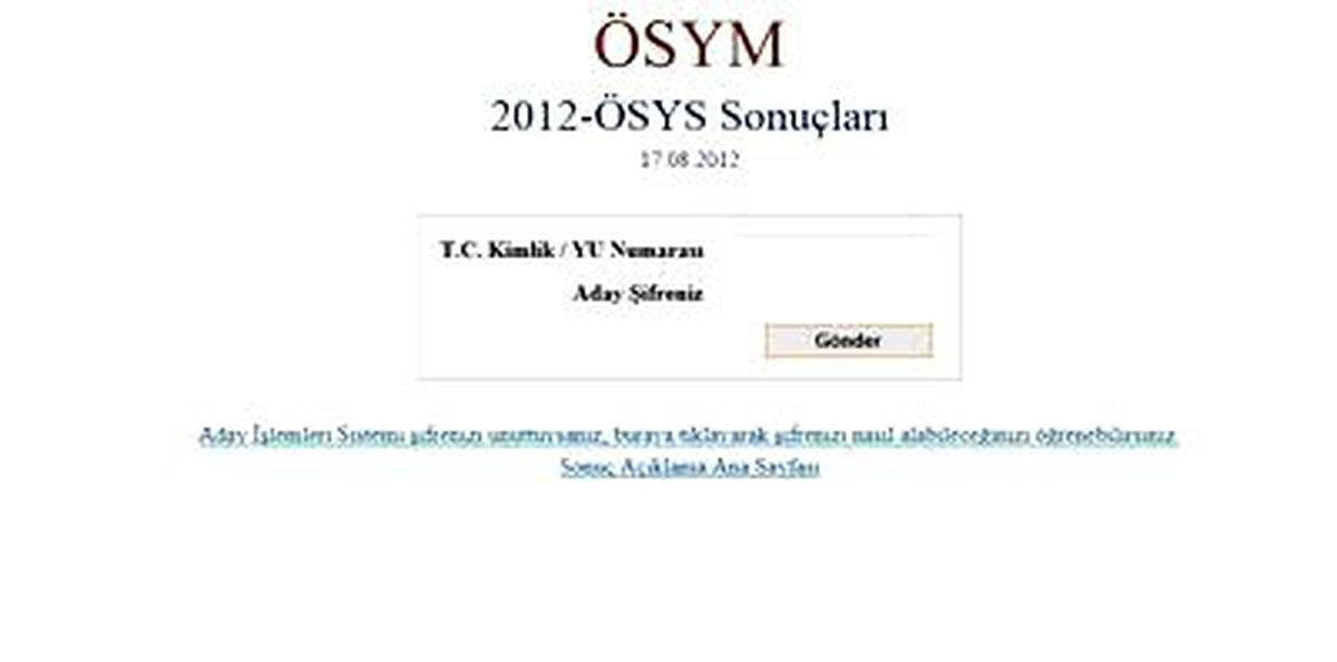 2012 ÖSYS Sonuçları Açıklandı