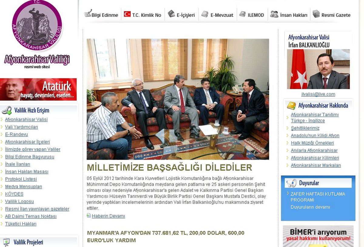 Afyonkarahisar Valiliği, Ziyaret Haberini Siteden Kaldırdı