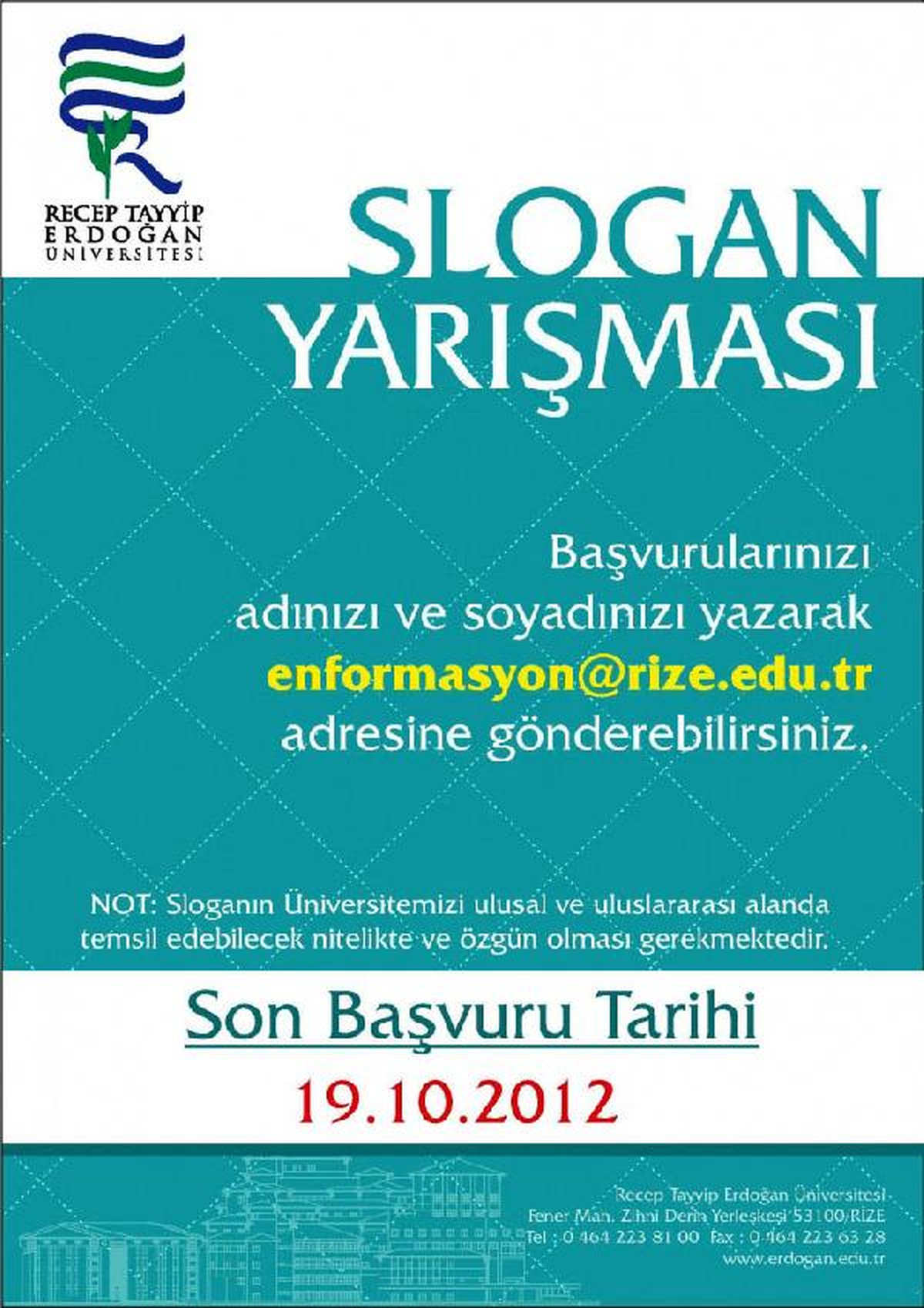 Recep Tayyip Erdoğan Üniversitesi Sloganını Arıyor
