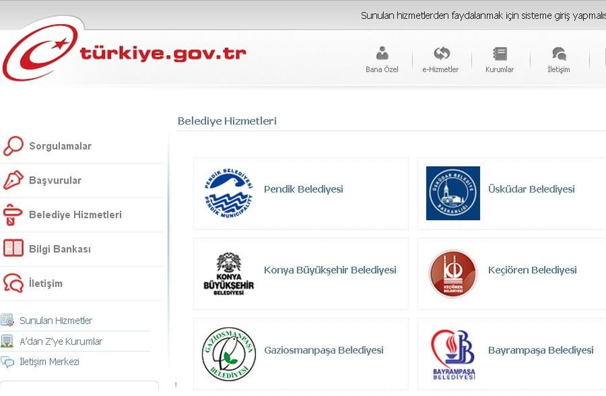 Gop\'ta E-Devlet Kapısına Dahil Oldu