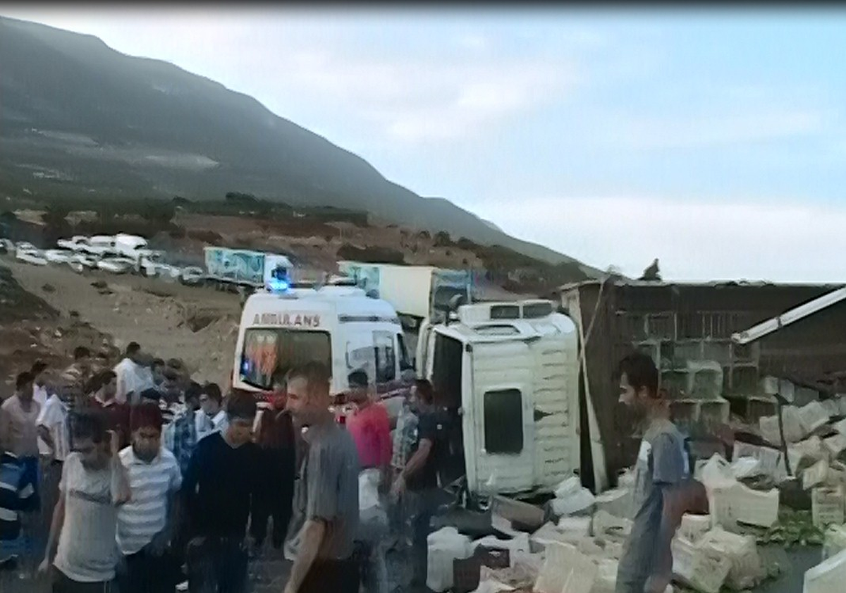 Hatay\'da Mandalina Yüklü Tır Devrildi: 1 Yaralı