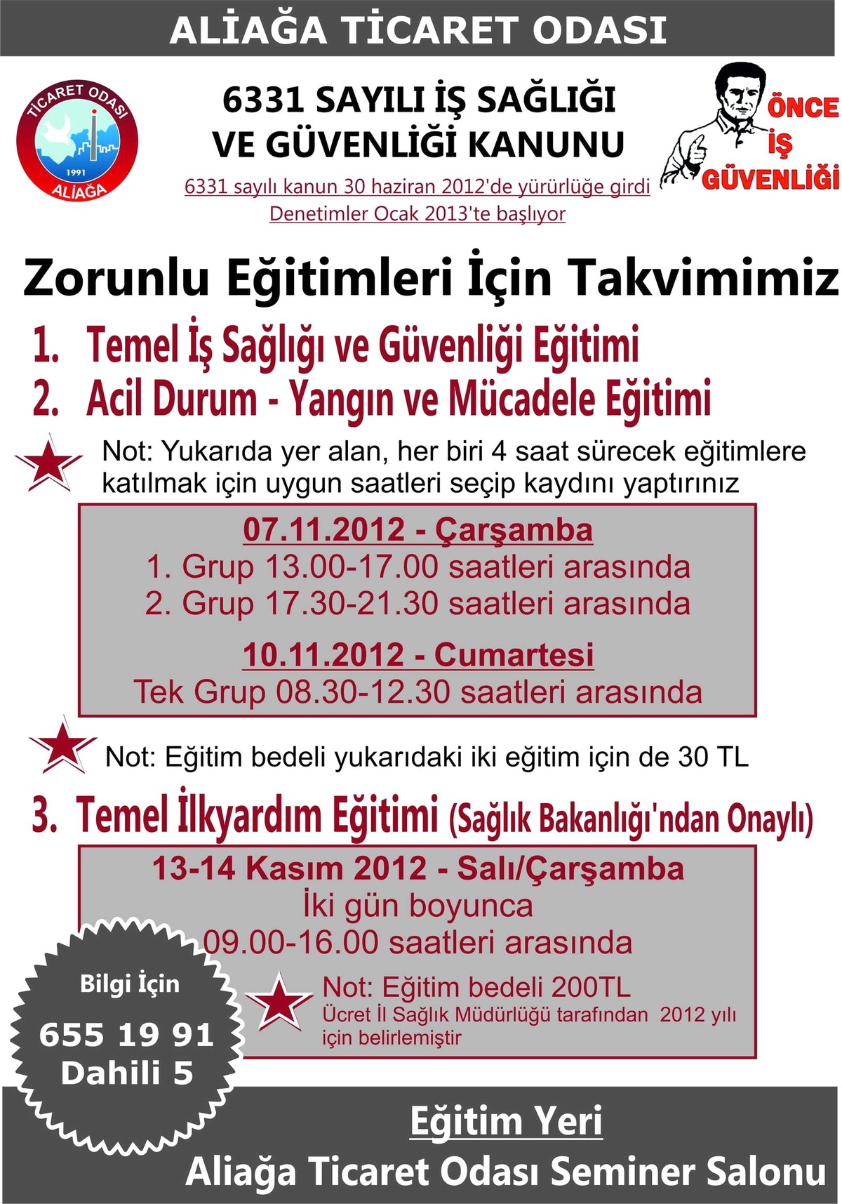 Aliağa Ticaret Odası\'ndan (Alto) İş Sağlığı ve Güvenliği Eğitimi