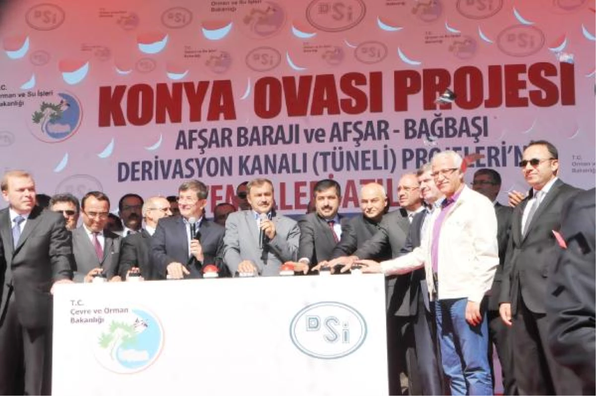 Davutoğlu ve Eroğlu Konya\'da Baraj Temeli Attı