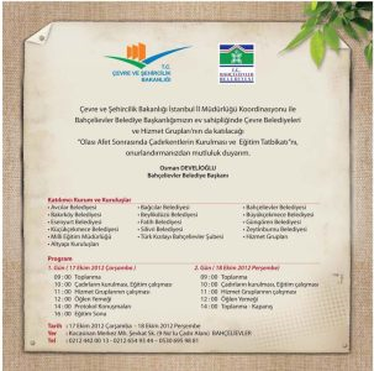 İstanbul Çadırkent Tatbikatı Bahçelievler\'de