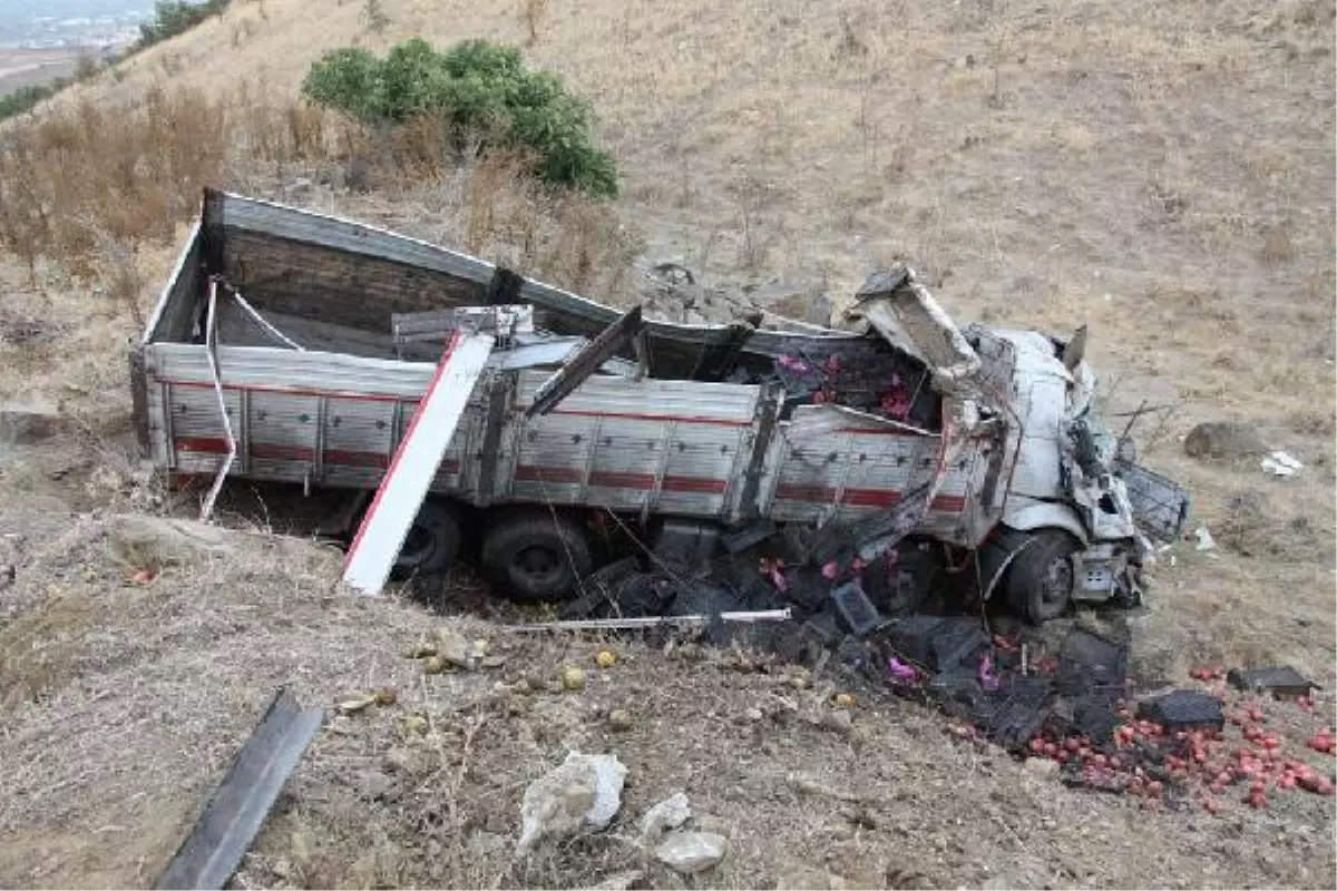 Meyve Yüklü Kamyon Devrildi, Üç Yaralı