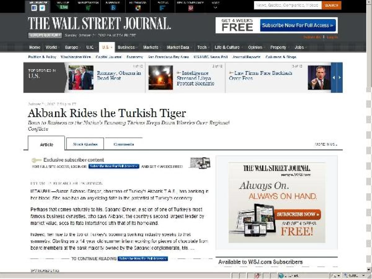 Wall Street Journal, Türkiye Ekonomisini Değerlendirdi