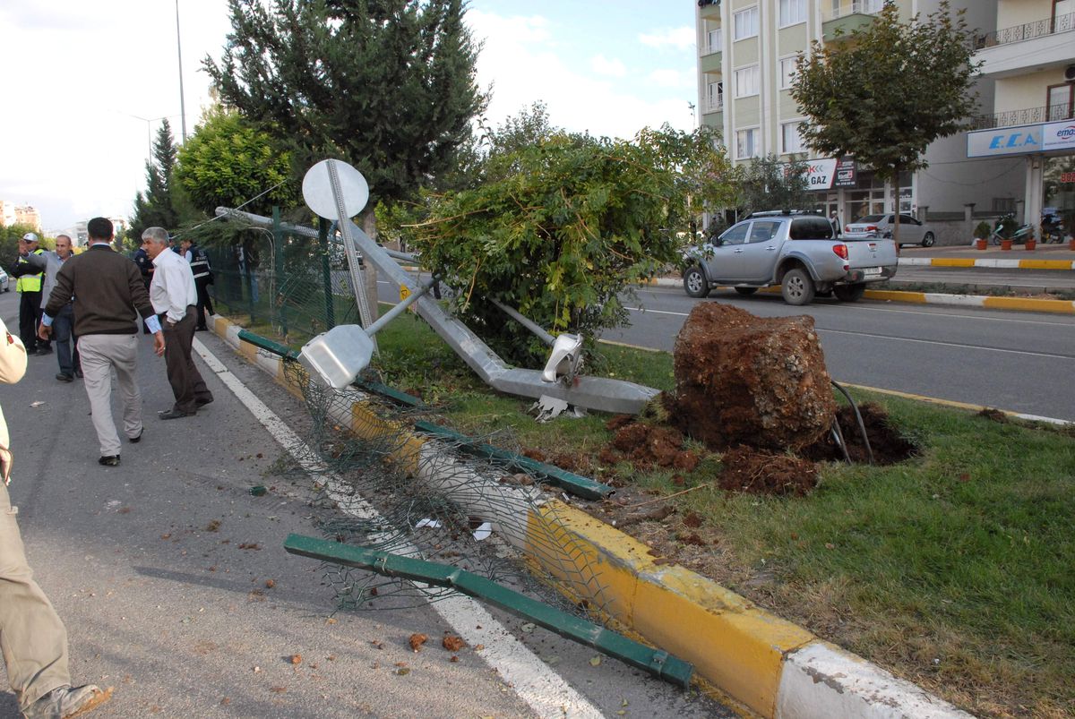 Minibüs Refüjdeki Direğe Çarptı: 1 Yaralı