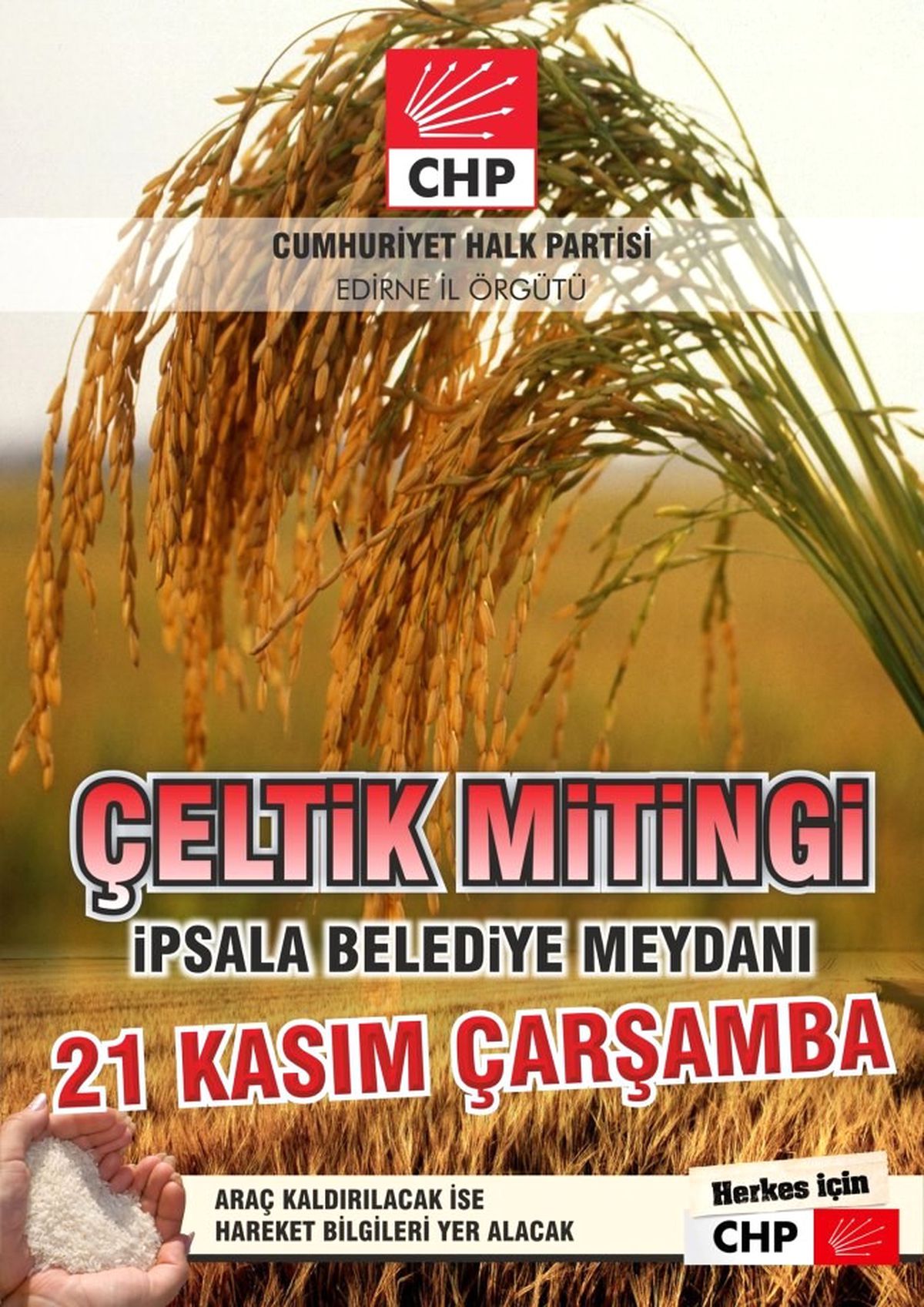 İpsala\'da Çeltik Mitingi Gerçekleştirilecek