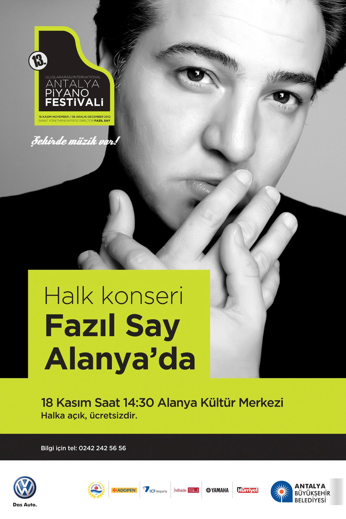 Fazıl Say\'dan Alanya\'da Ücretsiz Halk Konseri