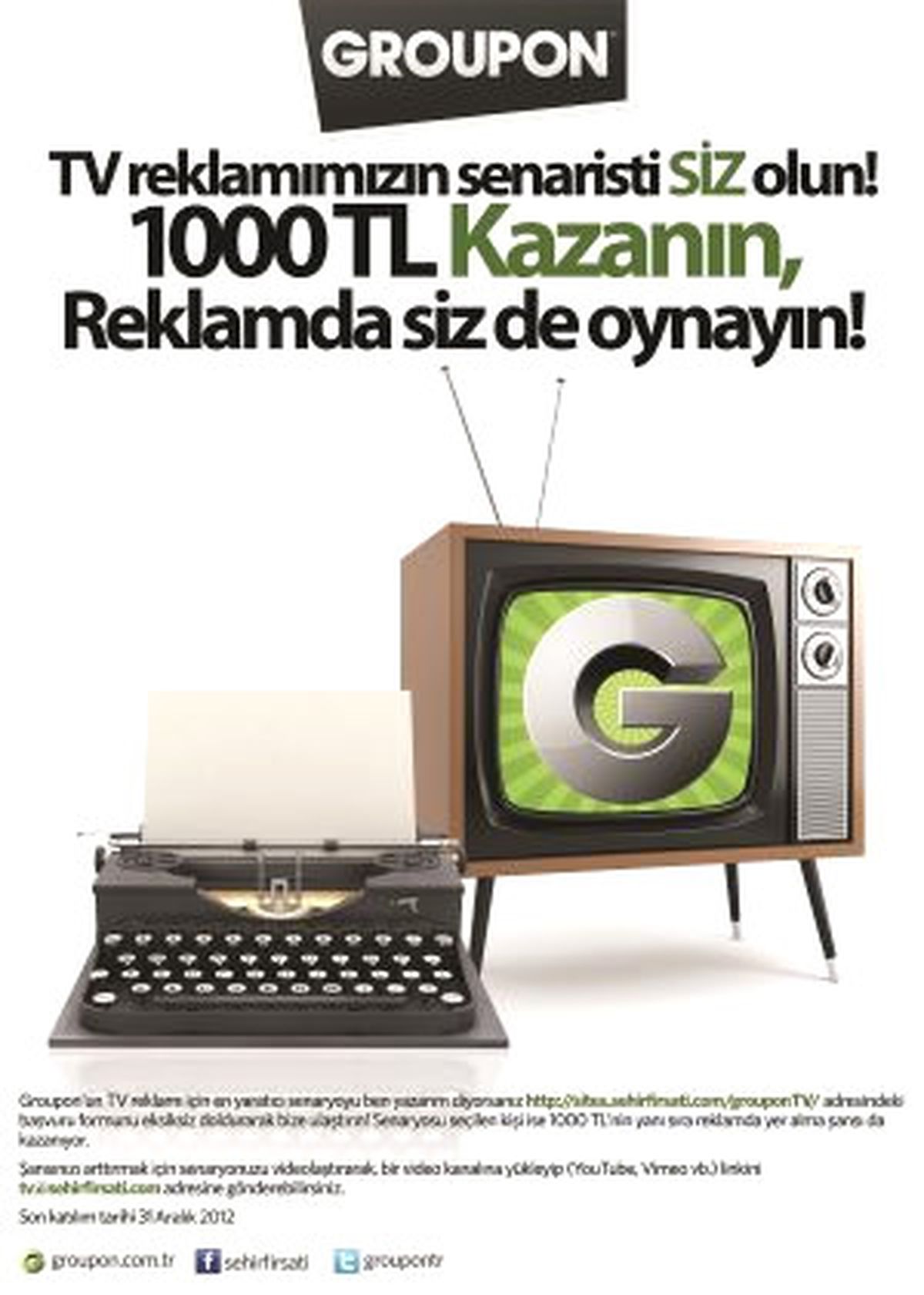 Groupon Televizyon Reklamının Senaristini Arıyor