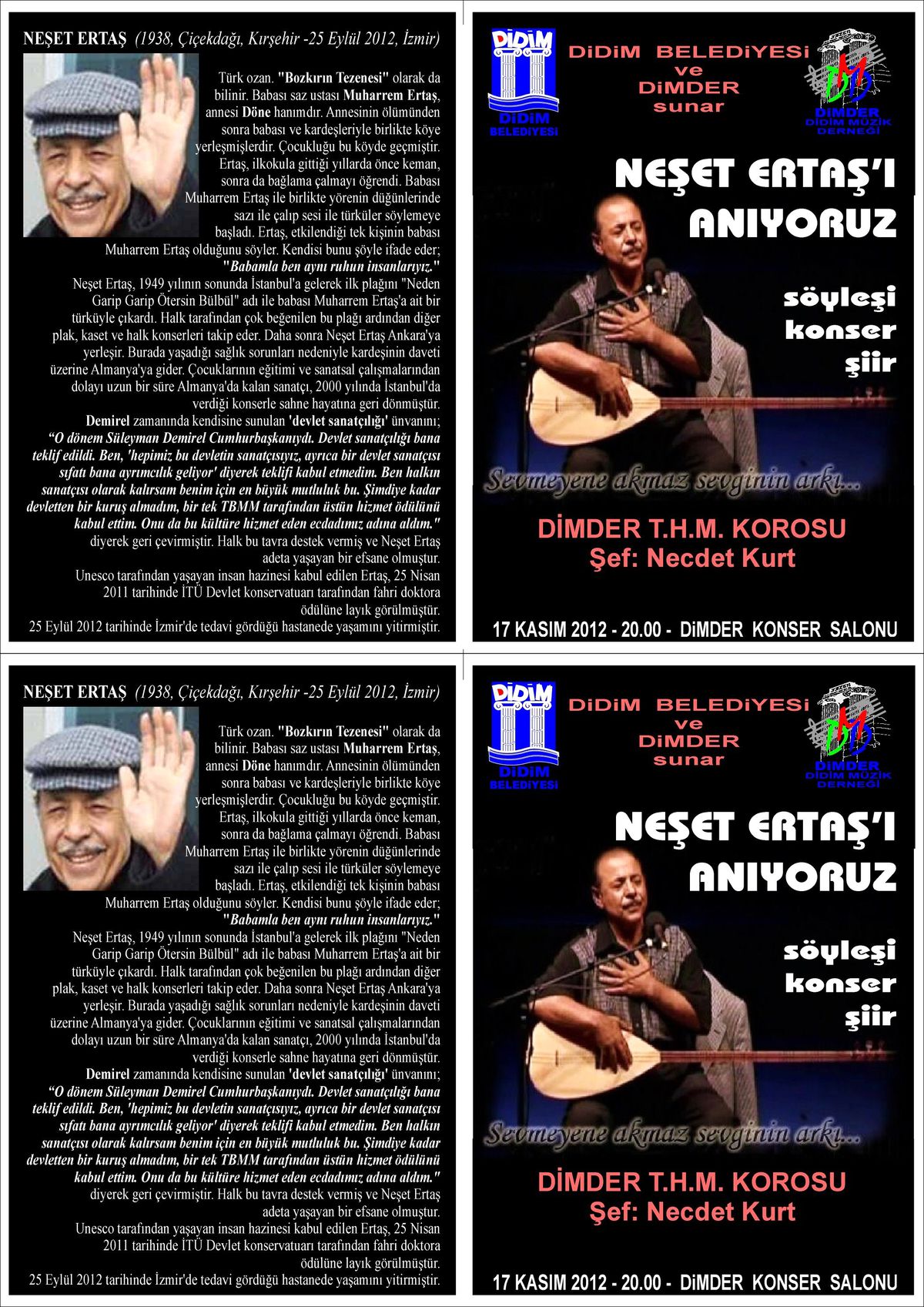 Neşet Ertaş Didim\'de Anılacak
