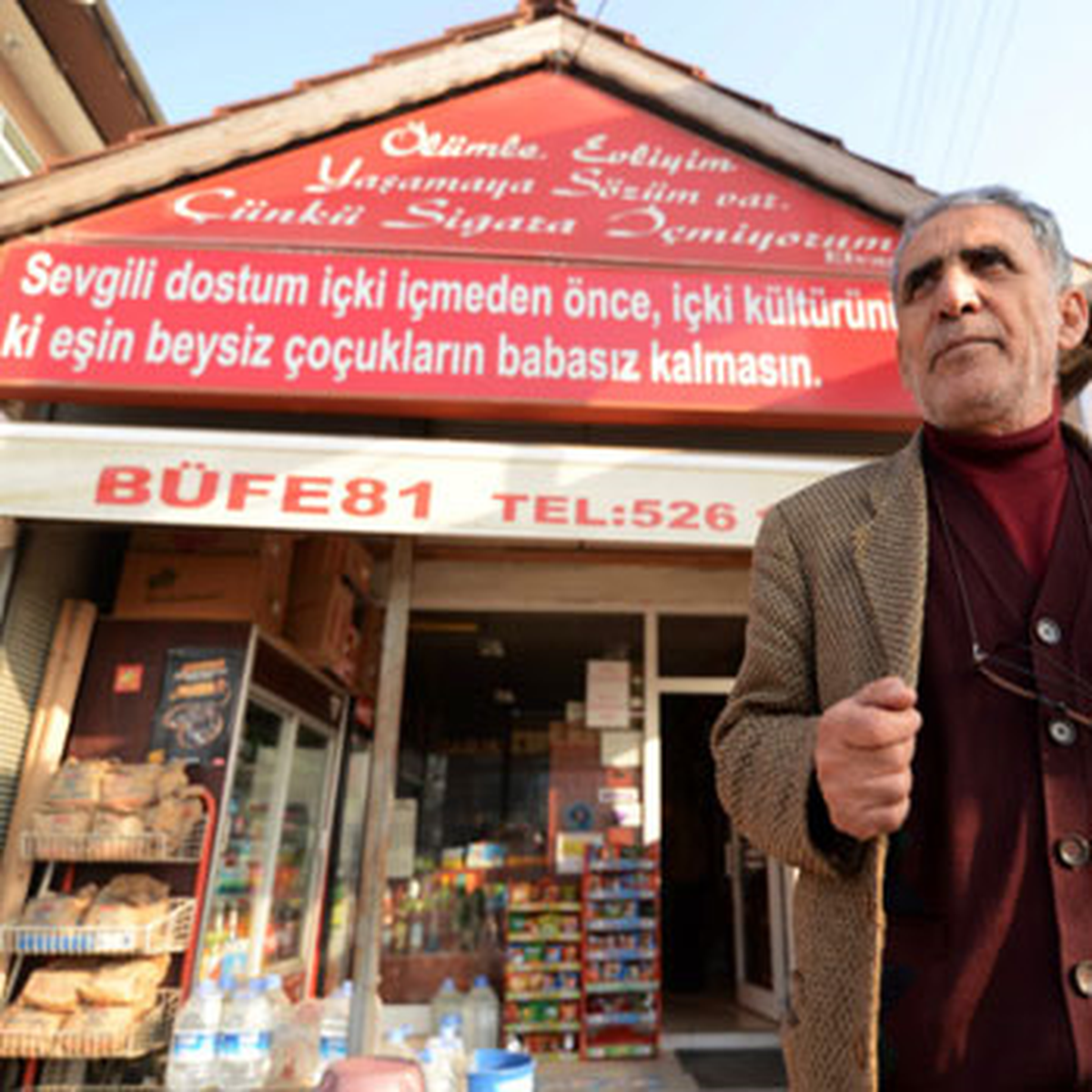 Büfeciden Sigara ve Alkolle Karşı Levhalı Uyarı