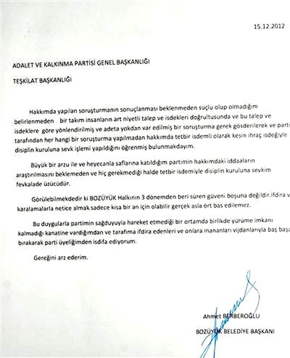 Beberoğlu İstifa Etti