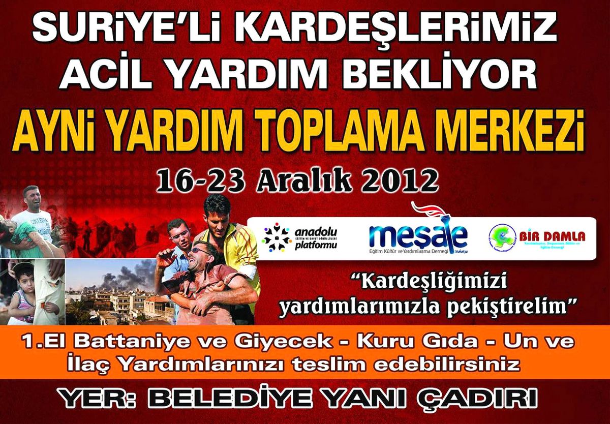 Suriye Halkı İçin Yardım Çağrısı