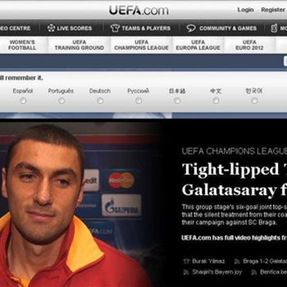 Galatasaray\'ın Şampiyonlar Ligi Yolculuğu Uefa.com\'da