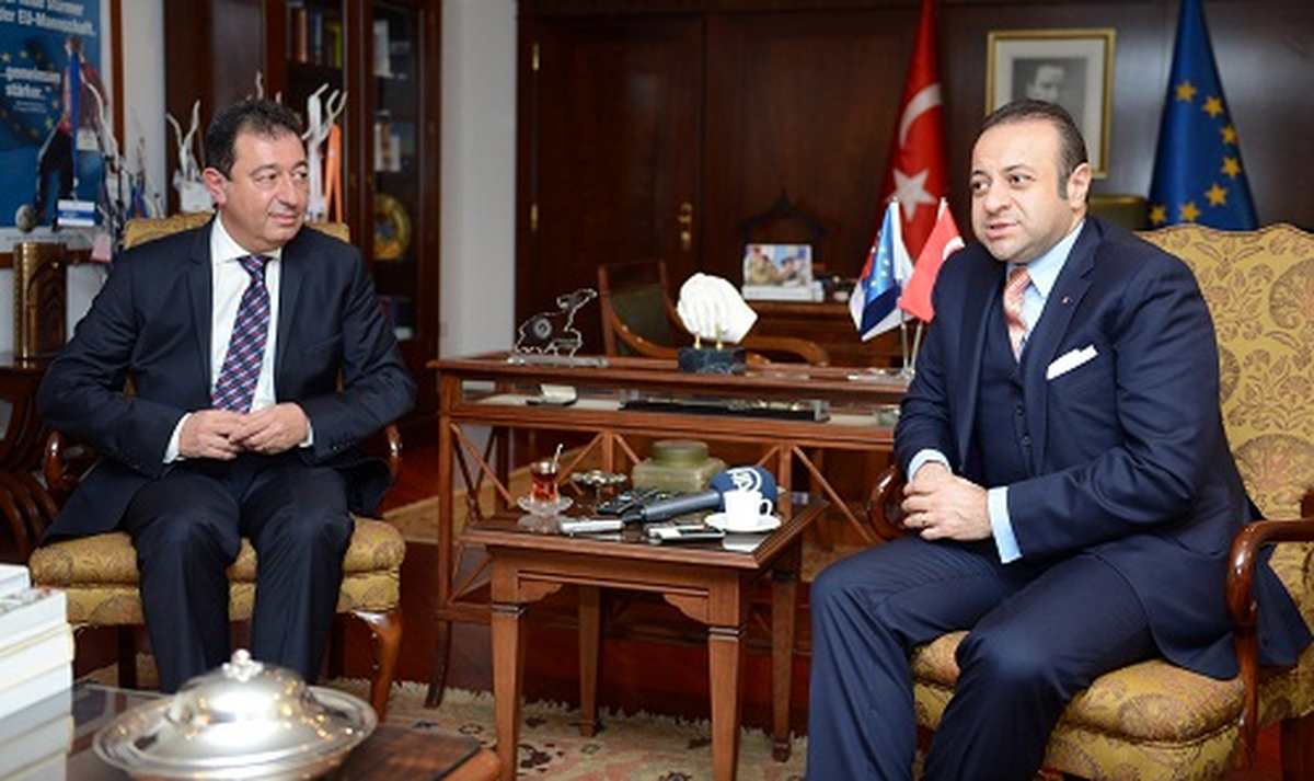 Bakan Bağış, Brüksel Elçisi Olcay\'ı Kabul Etti