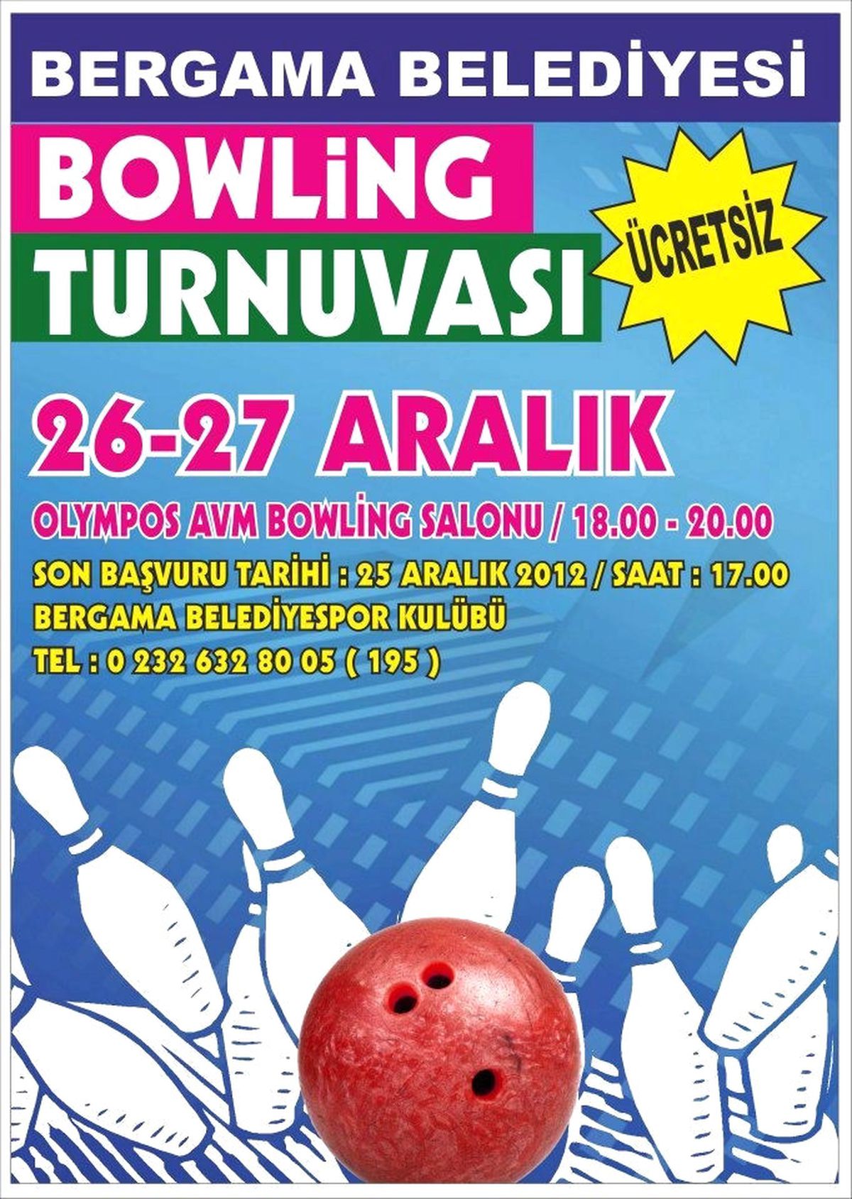 Bergama Belediyesi Bowling Turnuvası Düzenliyor