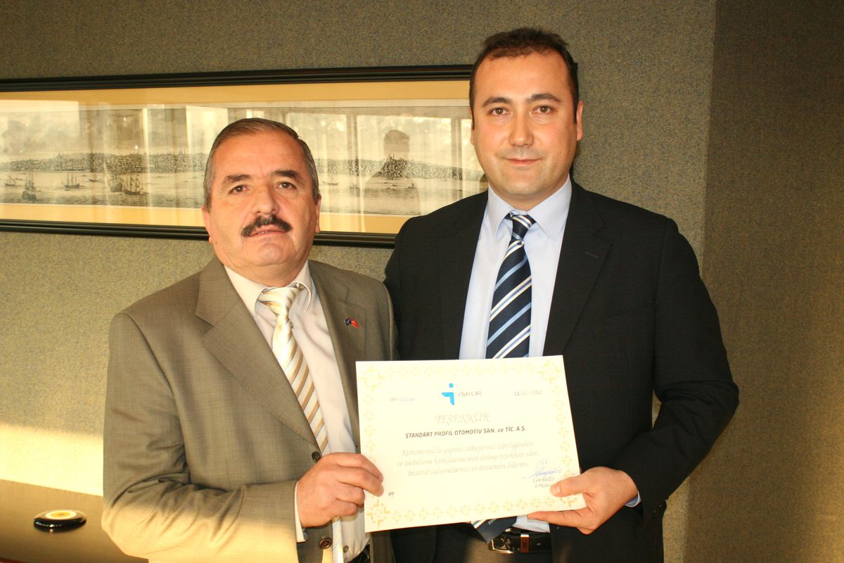 İş-Kur\'dan Standard Profile Teşekkür Belgesi