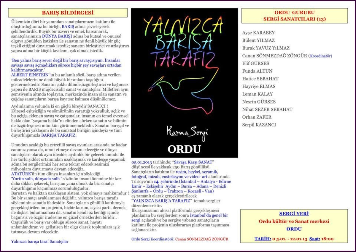 Sanatçılar "Yalnızca Barışa Tarafız" Diyecekler
