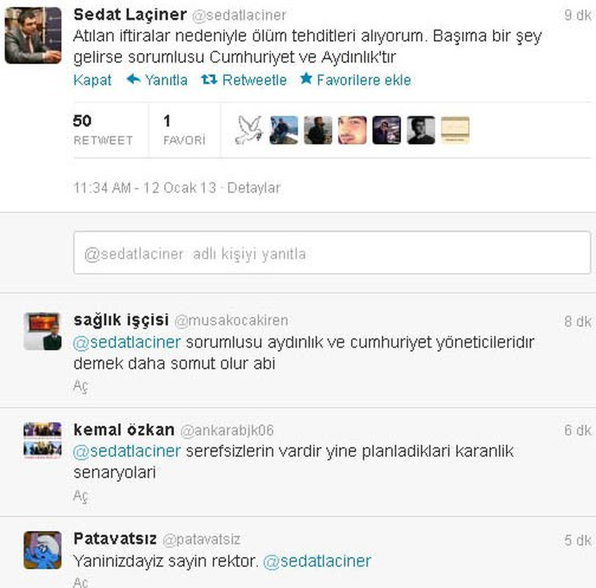 Çanakkale Üniversitesi Rektörü Laçiner\'e Ölüm Tehdidi