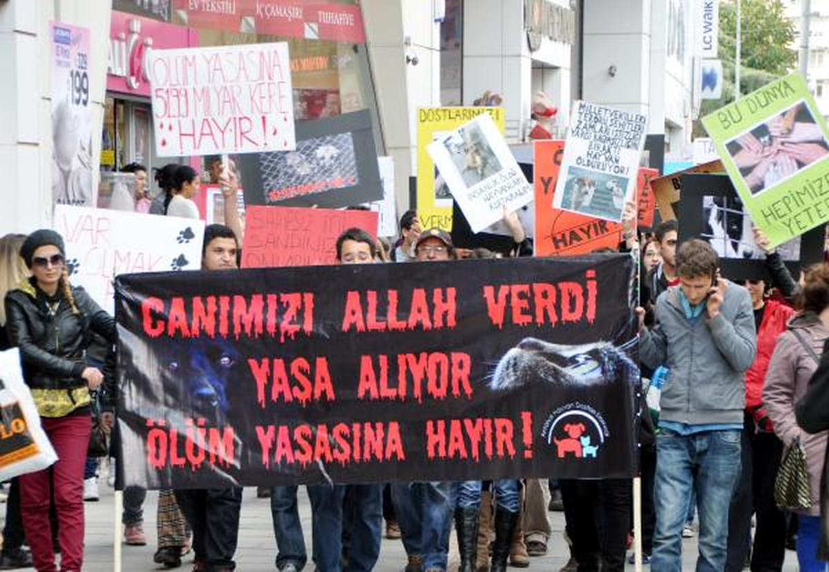 Antalya\'da Hayvanseverler Yeni Kanunu Protesto Etti