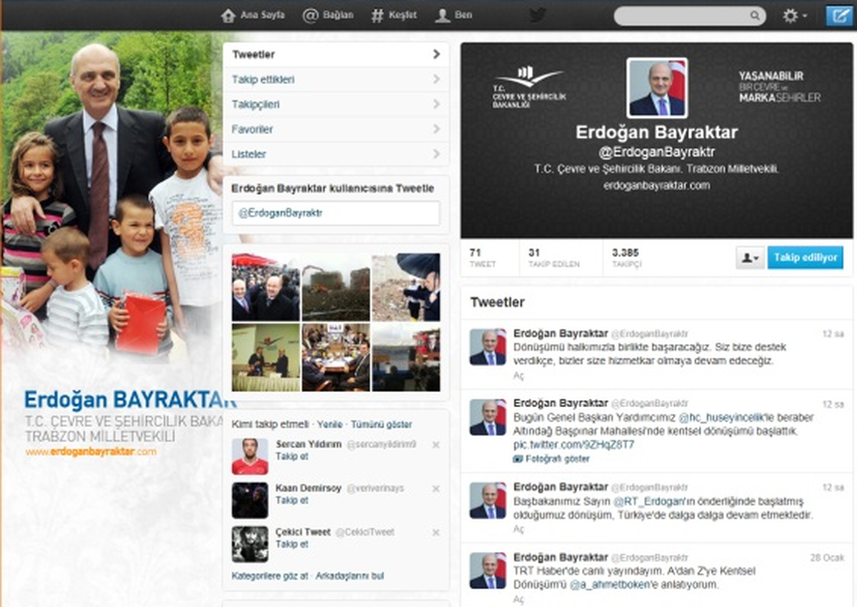 Erdoğan Bayraktar Twitterda Kentsel Dönüşümü Anlatıyor