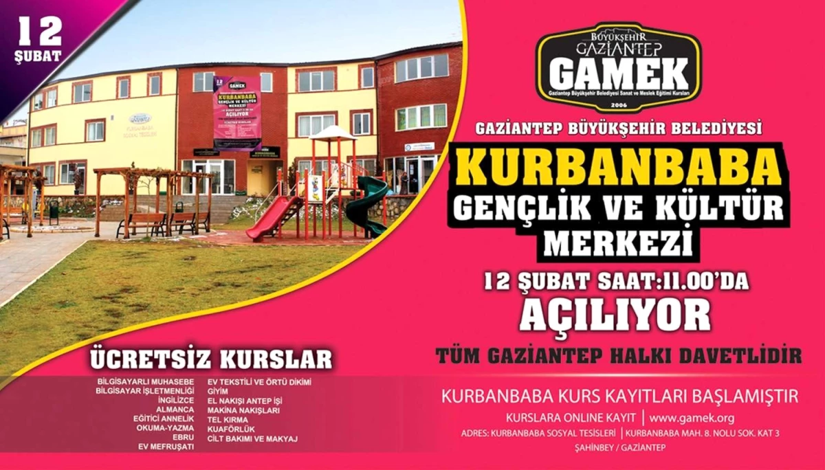 Gamek Kurbanbaba Gençlik ve Kültür Merkezi Açılıyor