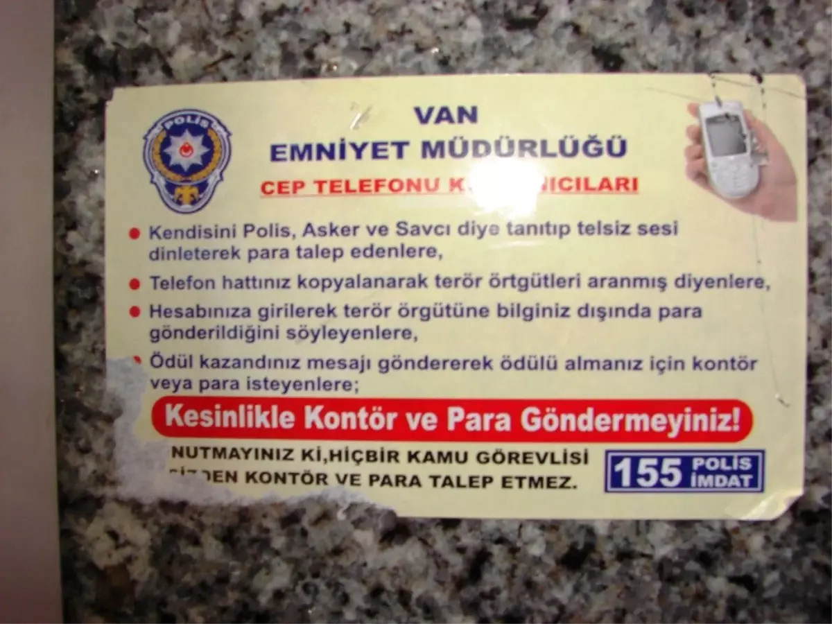 Van Emniyet Müdürlüğü\'nden Dolandırıcılık Uyarısı