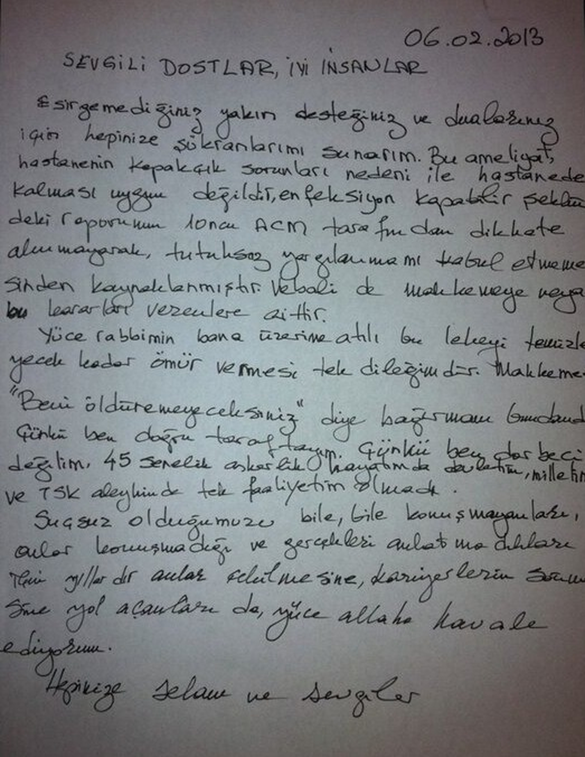 Ergin Saygun\'dan Sitem Dolu Mektup